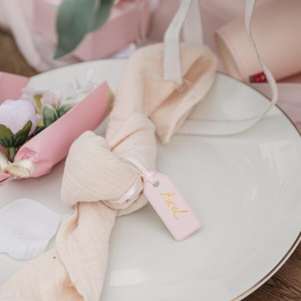 Beauty Home 10 Ετικέτες Χάρτινες με κορδέλα – Ροζ 5 x 2 cm
