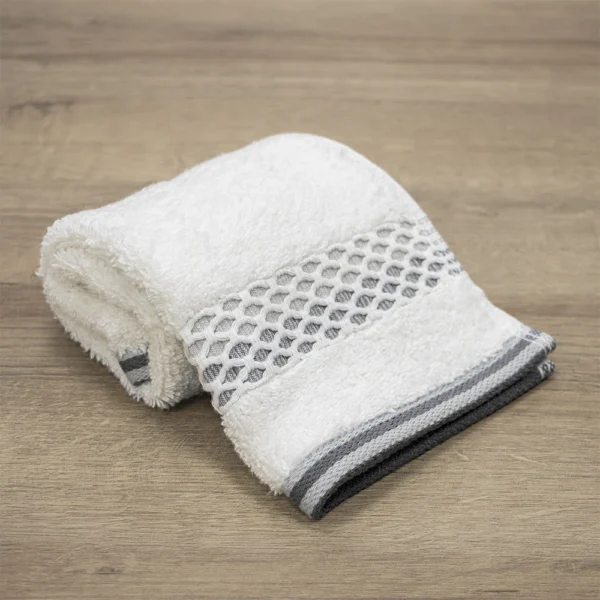 2000030076-a LINO Πετσέτα Χεριών (30x50) Igalo Λευκό/Ασημί