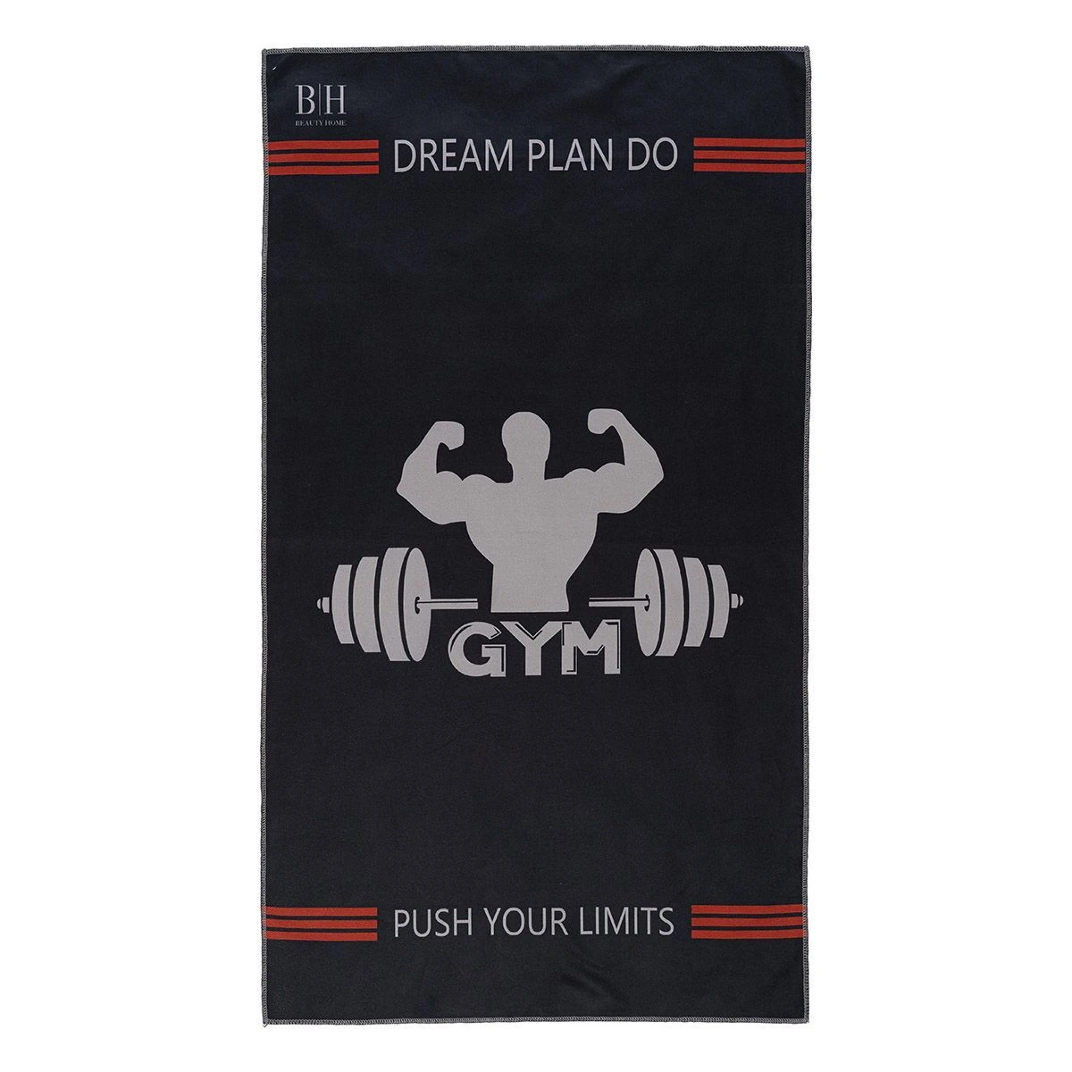 Beauty Home Πετσέτα γυμναστηρίου Microfiber Art 2242 50x90 Μαύρο,Γκρι