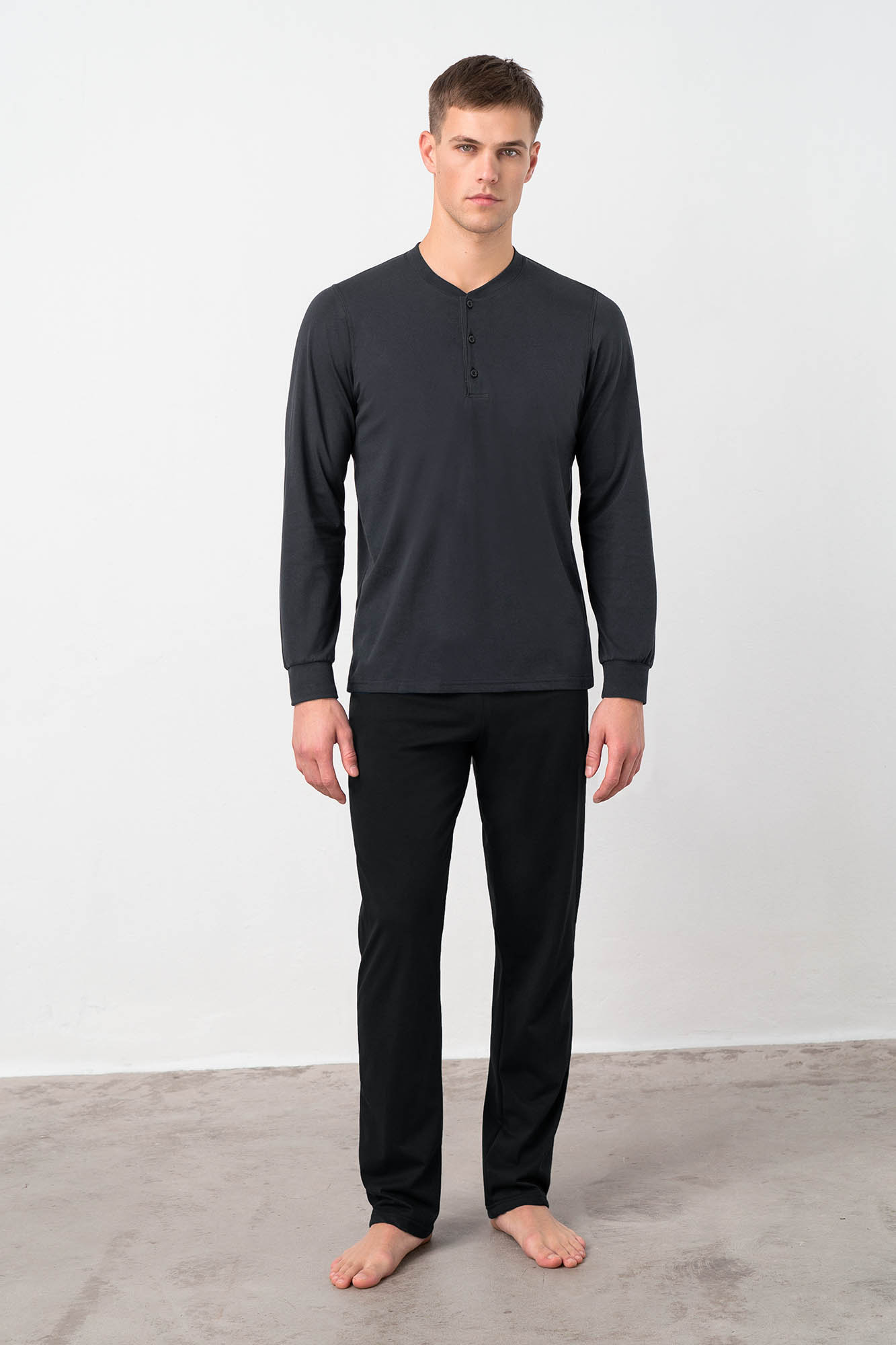 2_0016262950 Βαμβακερή Ανδρική Πυτζάμα με Πατιλέτα