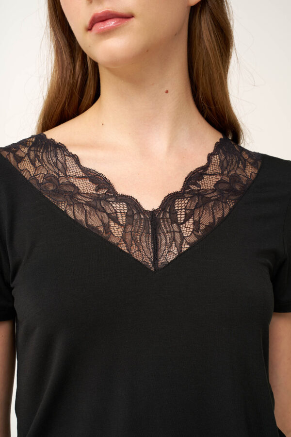 Γυναικείο T-Shirt Micromodal με Δαντέλα