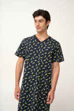 Ανδρικό Βαμβακερό Νυχτικό με V - Image 2