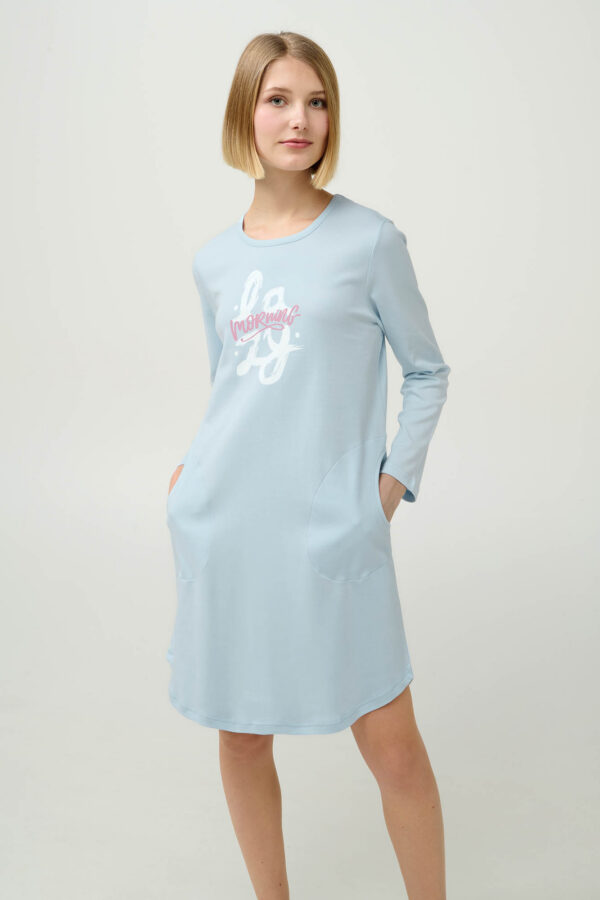 Γυναικείο Βαμβακερό Νυχτικό με Τσέπες