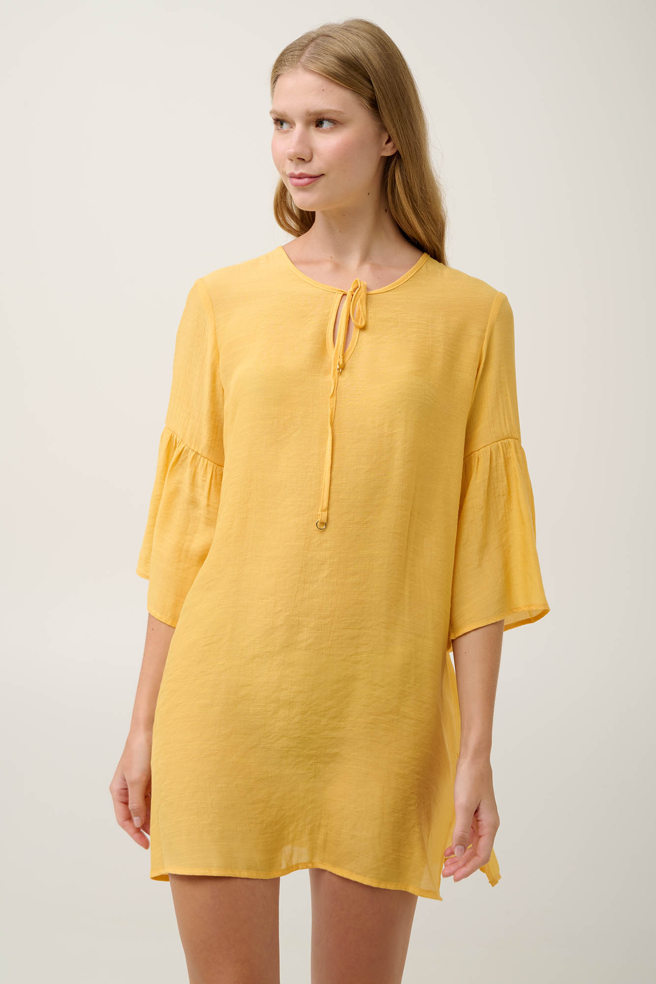 2_0082757680 Μονόχρωμο Καλοκαιρινό Φόρεμα από Viscose Gauze