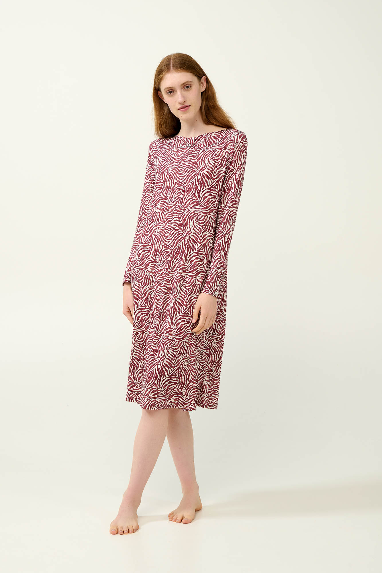 Χειμερινό Micromodal Νυχτικό με Μοτίβο Ζέβρα