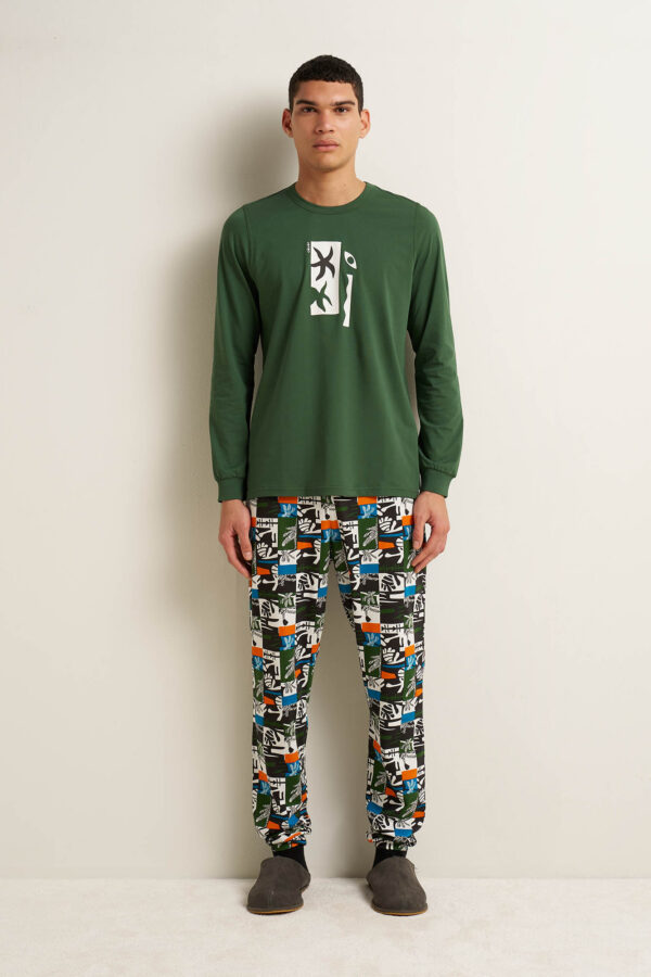 Ανδρική Βαμβακερή Πυτζάμα με Μανσέτες