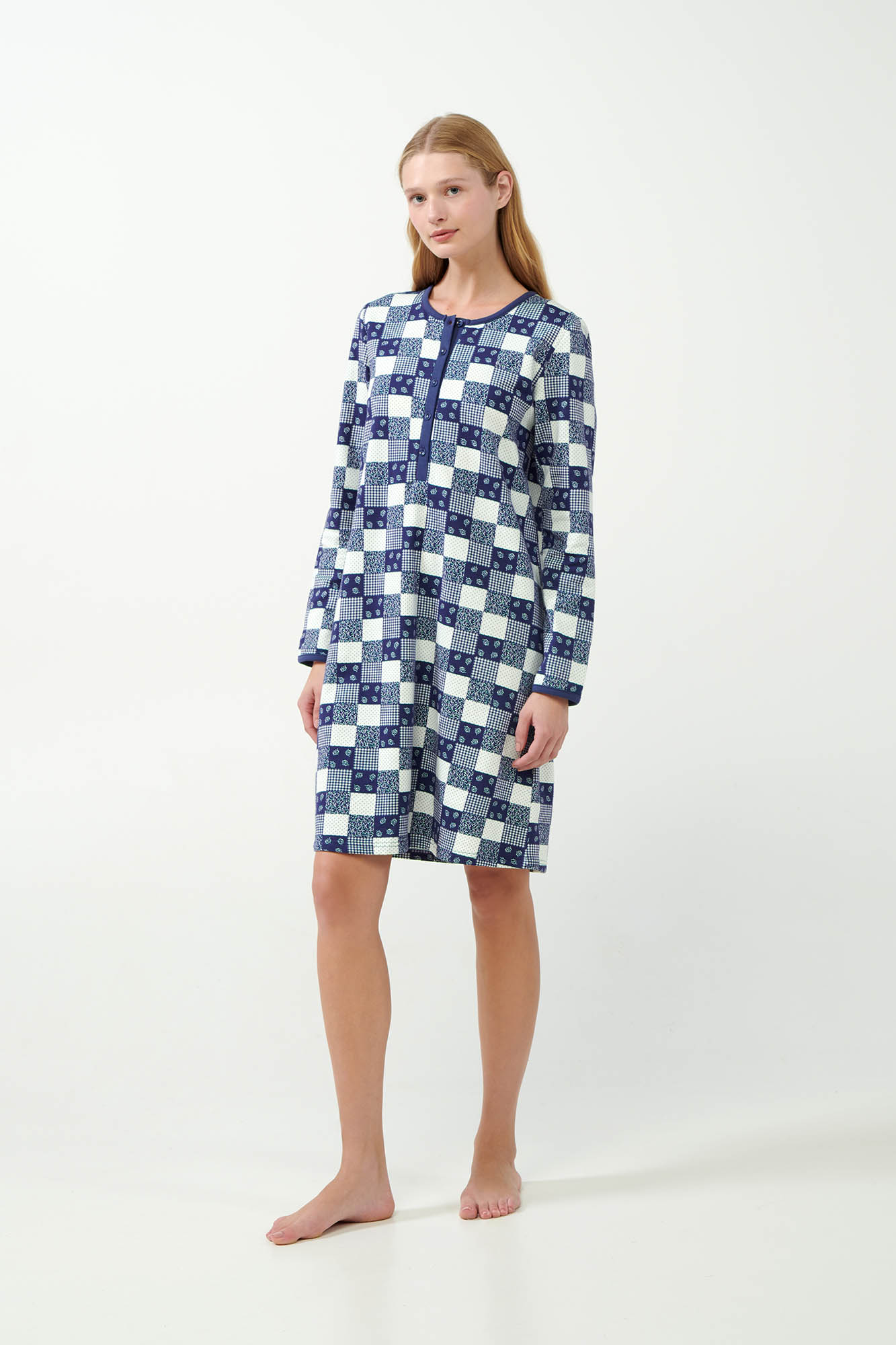 2_0151251961 Νυχτικό Φούτερ Patchwork με Πατιλέτα