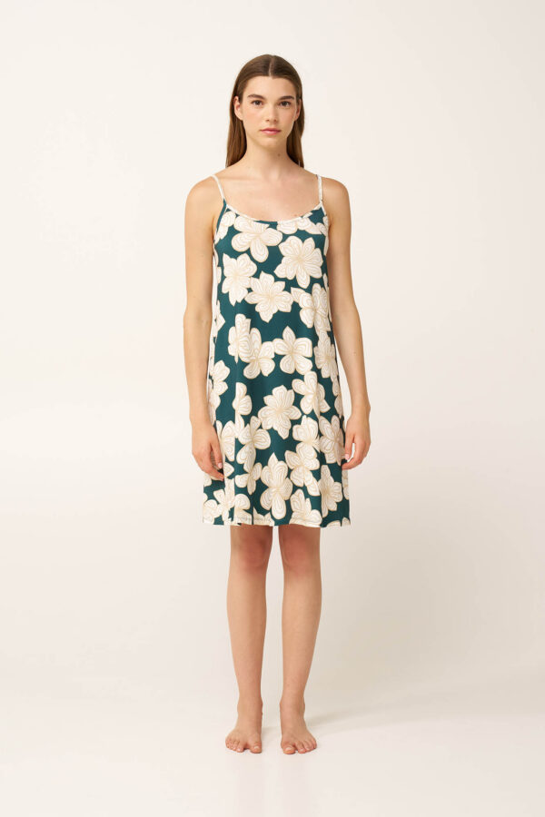 Micromodal Φλοράλ Νυχτικό με Τιράντες