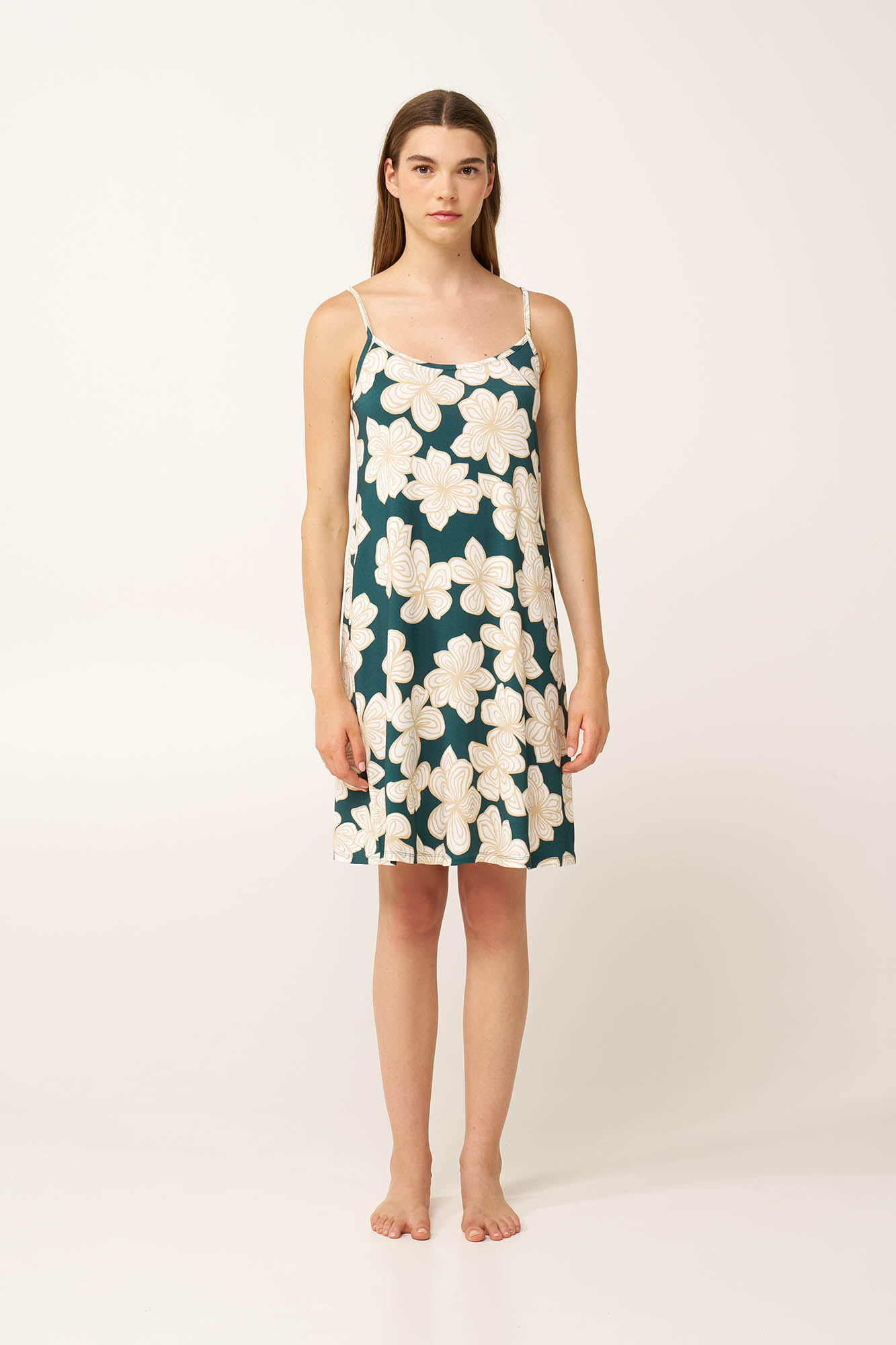 Micromodal Φλοράλ Νυχτικό με Τιράντες