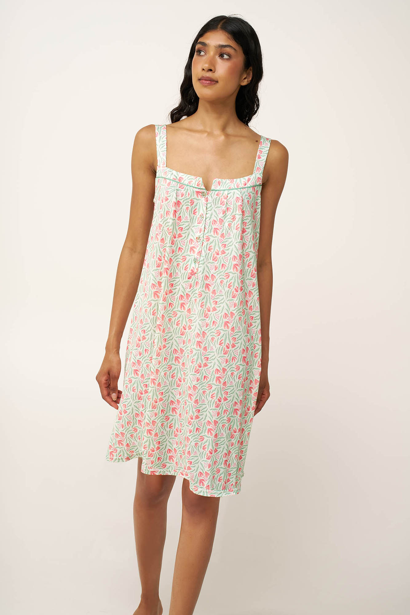 Cotton-Modal Φλοράλ Νυχτικό με Πατιλέτα