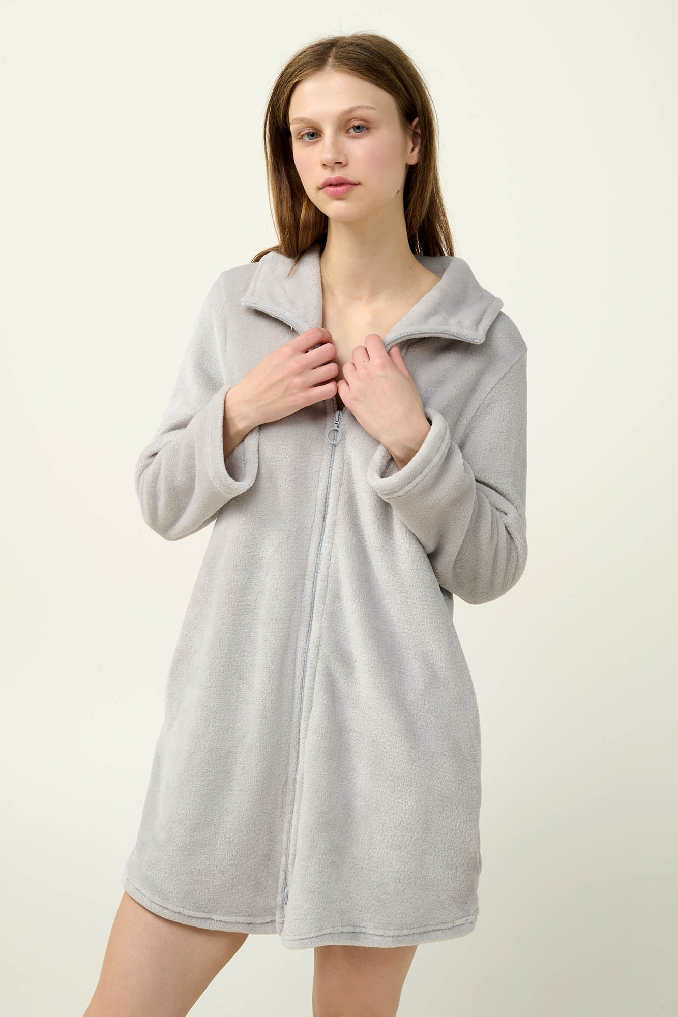 Γυναικεία Fleece Ρόμπα με Φερμουάρ