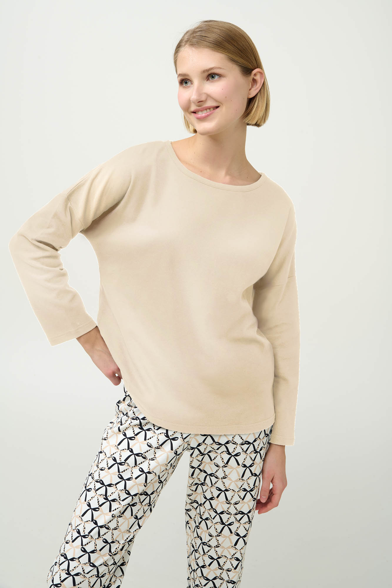 Γυναικεία Βαμβακερή Πυτζάμα με Μανσέτες