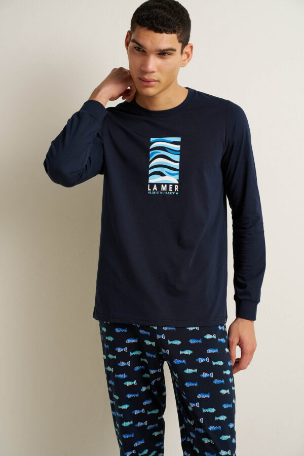 Βαμβακερή Ανδρική Πυτζάμα με Μανσέτες