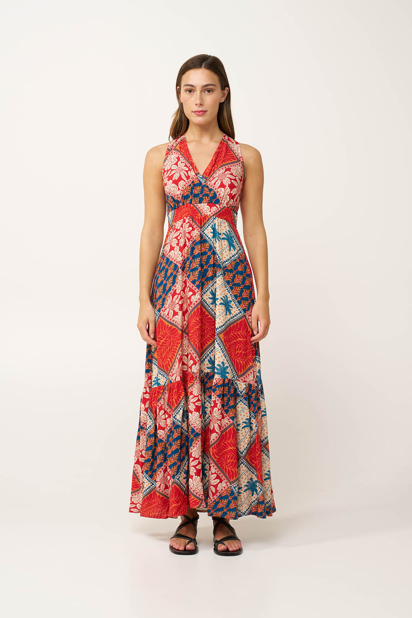 Maxi Τροπικό Καλοκαιρινό Φόρεμα από Ποπλίνα