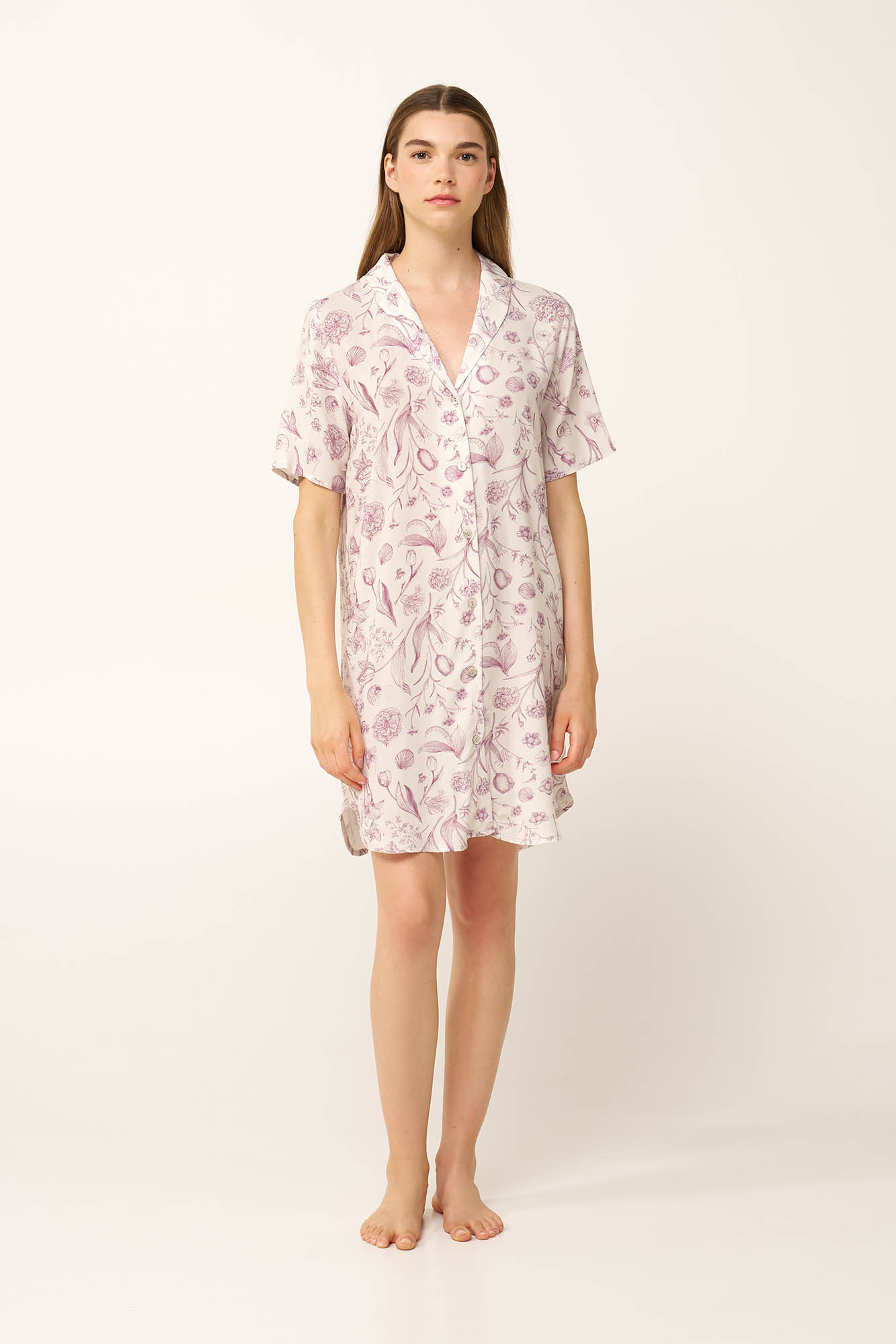 Κουμπωτό Φλοράλ Νυχτικό