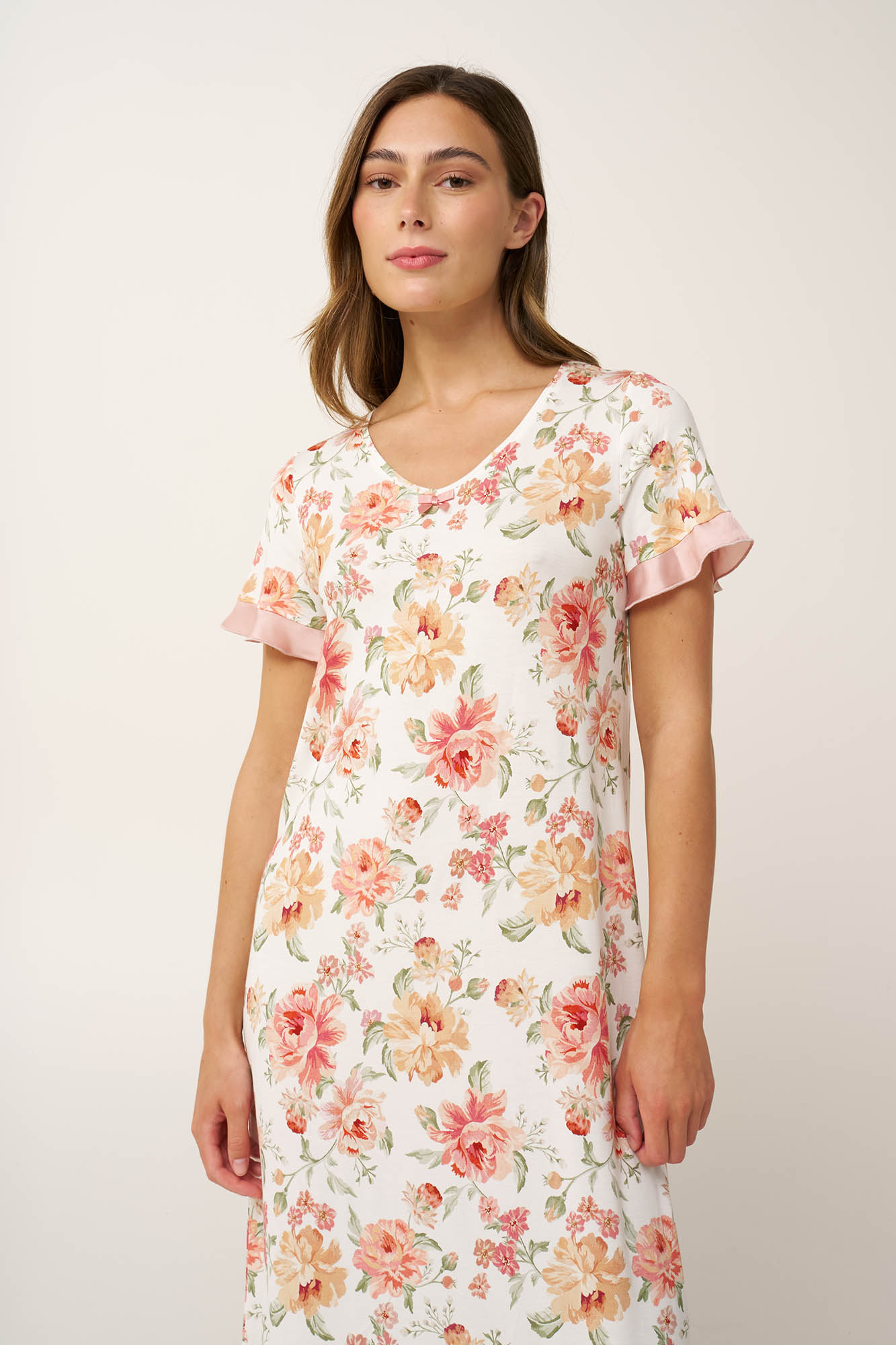 Micromodal Μακρύ Φλοράλ Νυχτικό