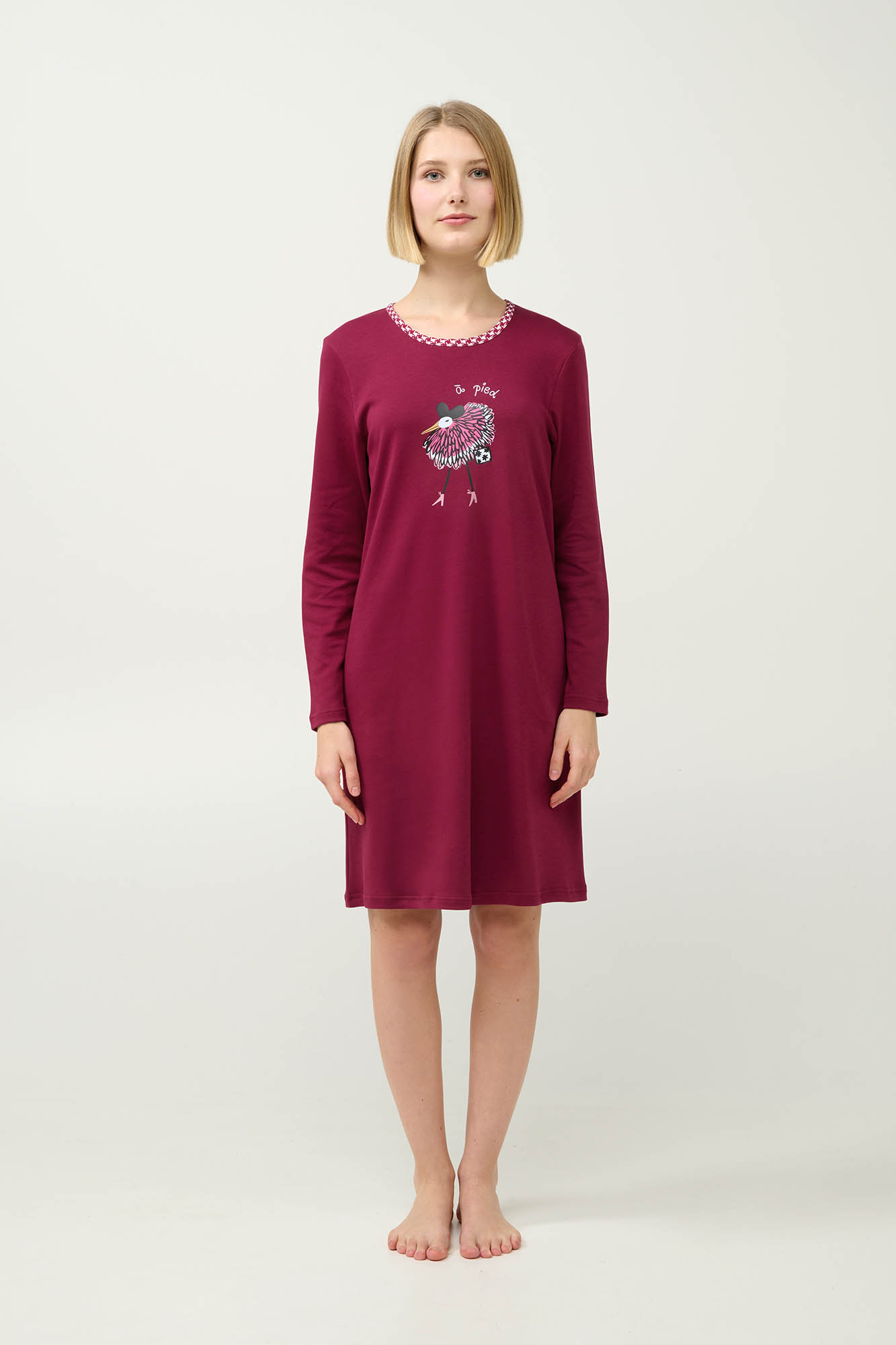 Βαμβακερό Γυναικείο Νυχτικό με Τύπωμα