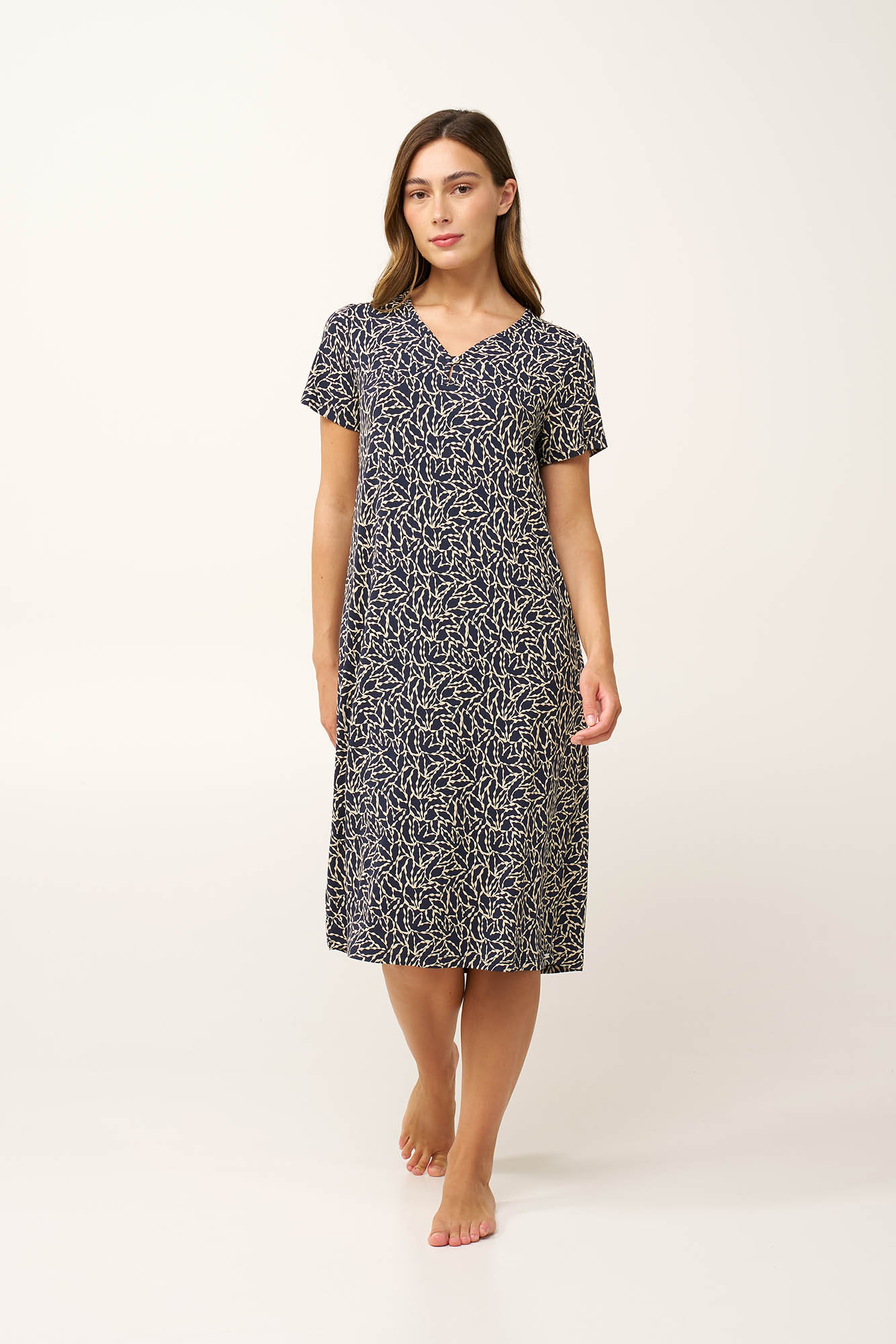 Micromodal Φλοράλ Νυχτικό με V