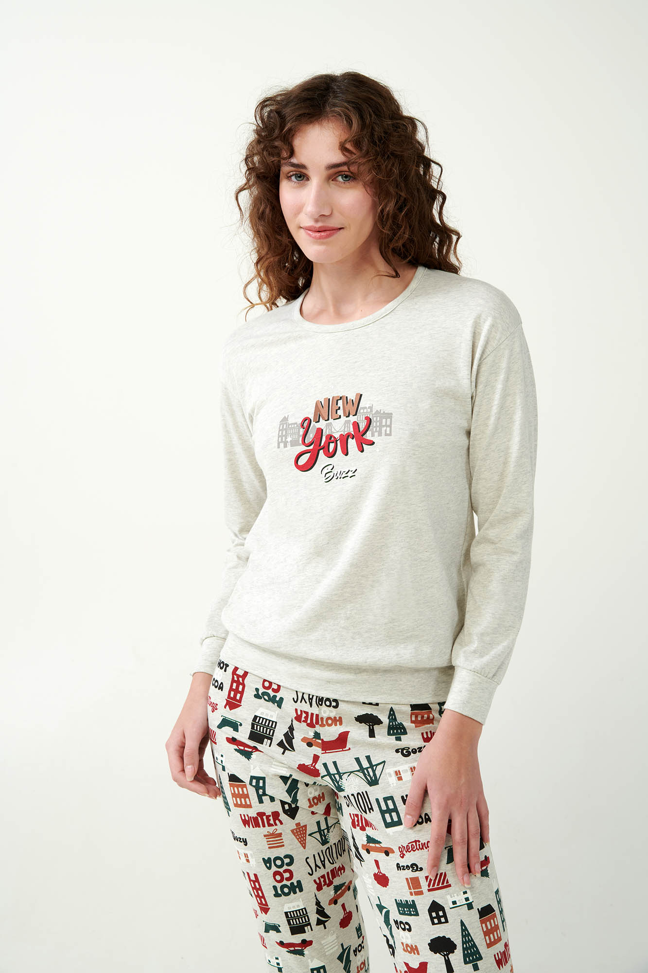 Βαμβακερή Γυναικεία Πυτζάμα με Μανσέτες