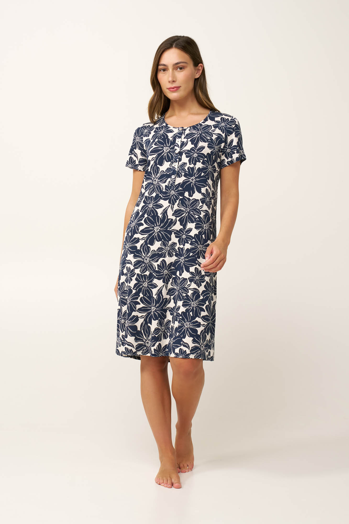 Φλοράλ Νυχτικό Micromodal με Πατιλέτα