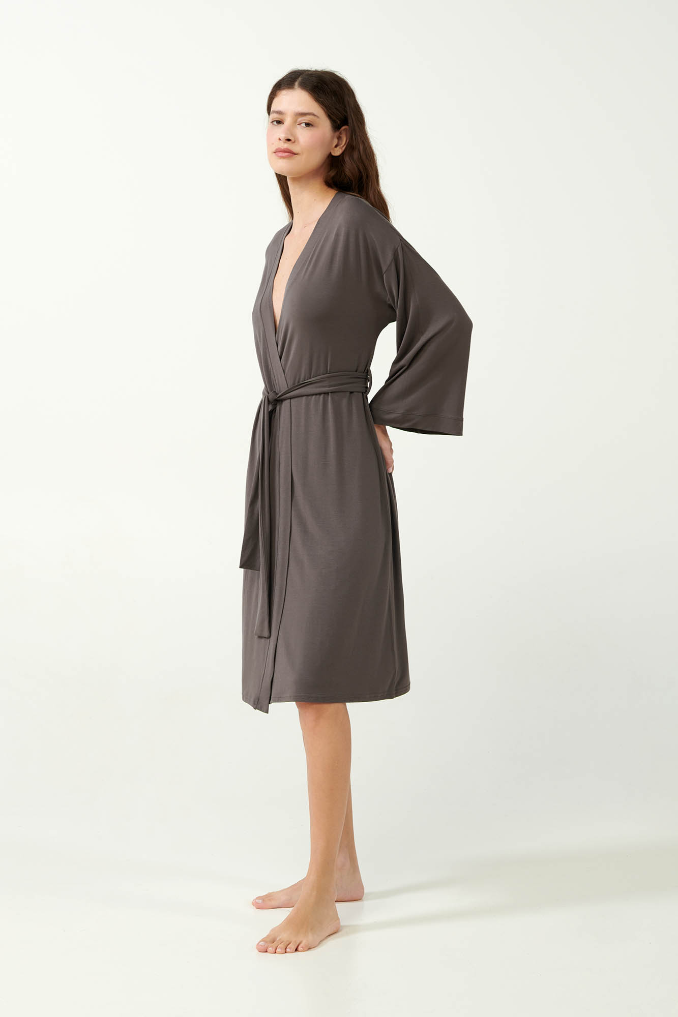 2_0393839981 Μονόχρωμη Micromodal Σταυρωτή Ρόμπα