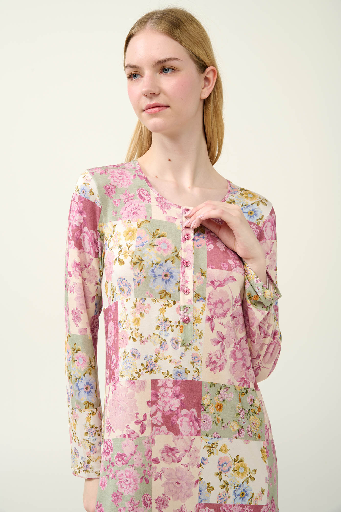 Micromodal Φλοράλ Νυχτικό με Πατιλέτα