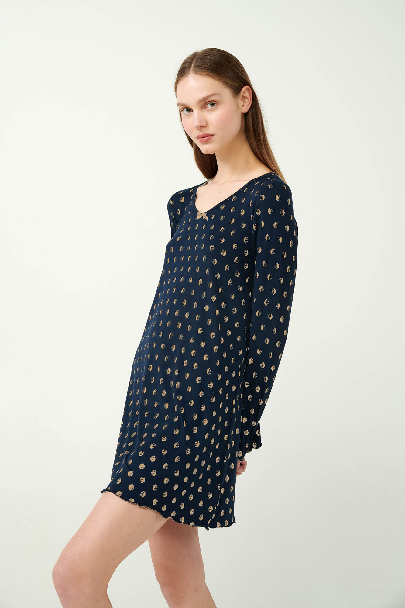 2_0411319060 Micromodal Νυχτικό με Μακρύ Μανίκι