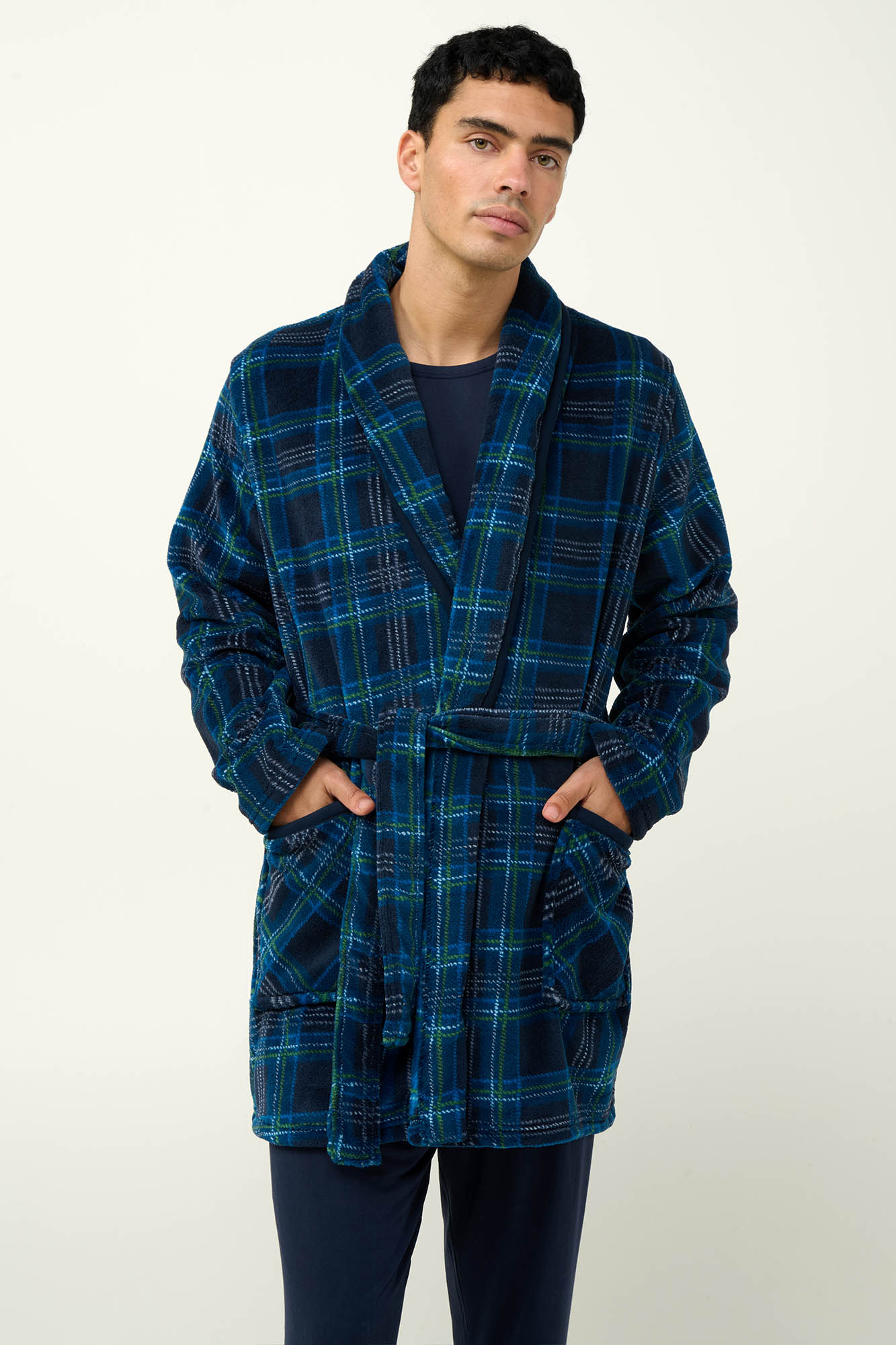 Ανδρική Σταυρωτή Καρό Ρόμπα