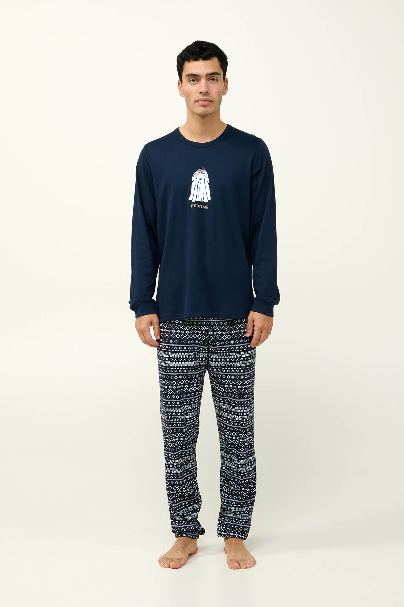 Ανδιρκή Βαμβακερή Πυτζάμα με Μανσέτες