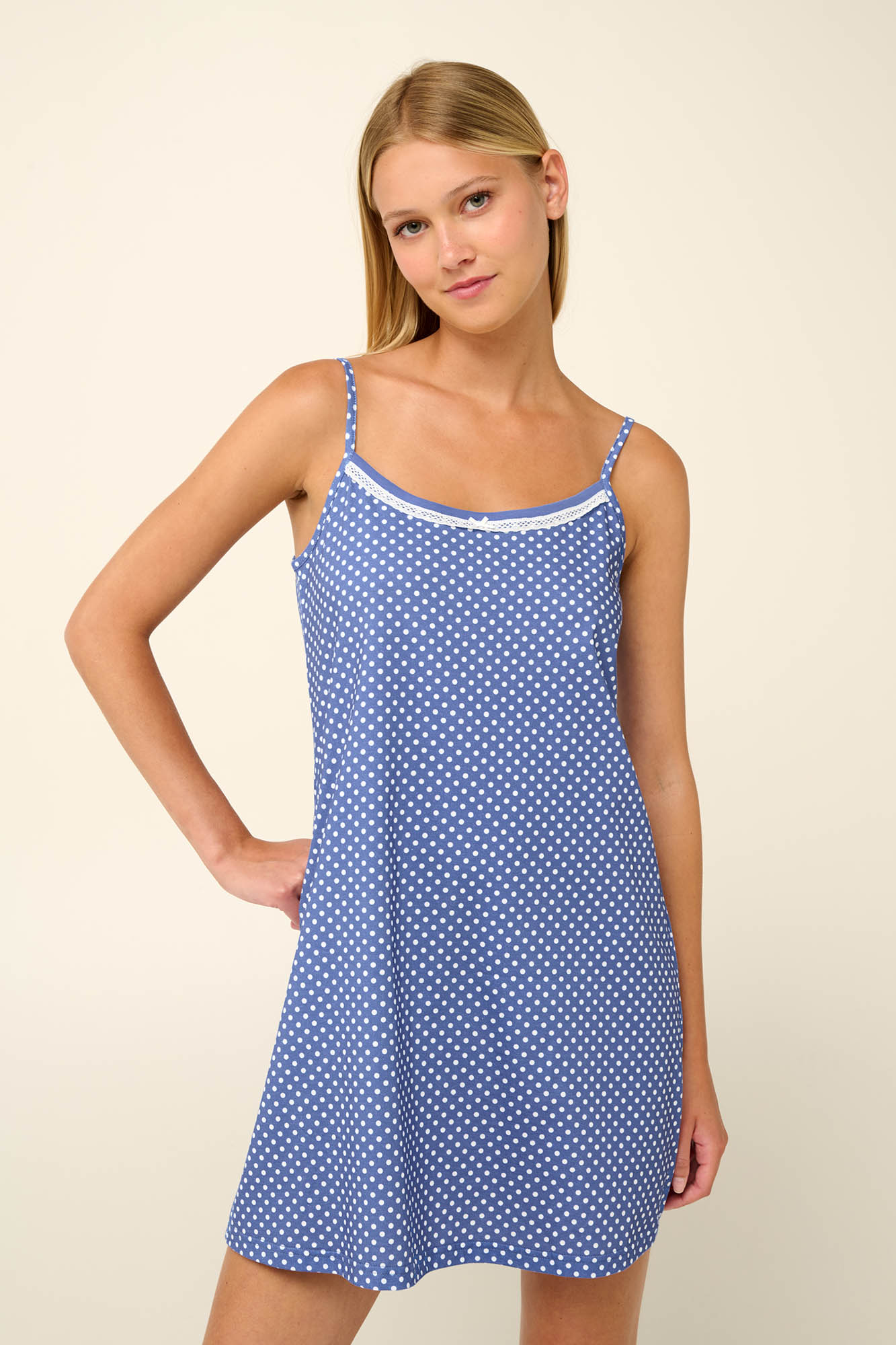 2_0448251313 Βαμβακερό Καλοκαιρινό Νυχτικό με Τιράντες