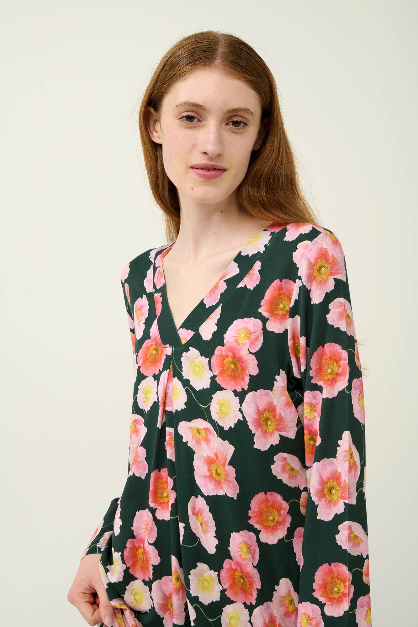 Φλοράλ Νυχτικό Micromodal με Πιέτα