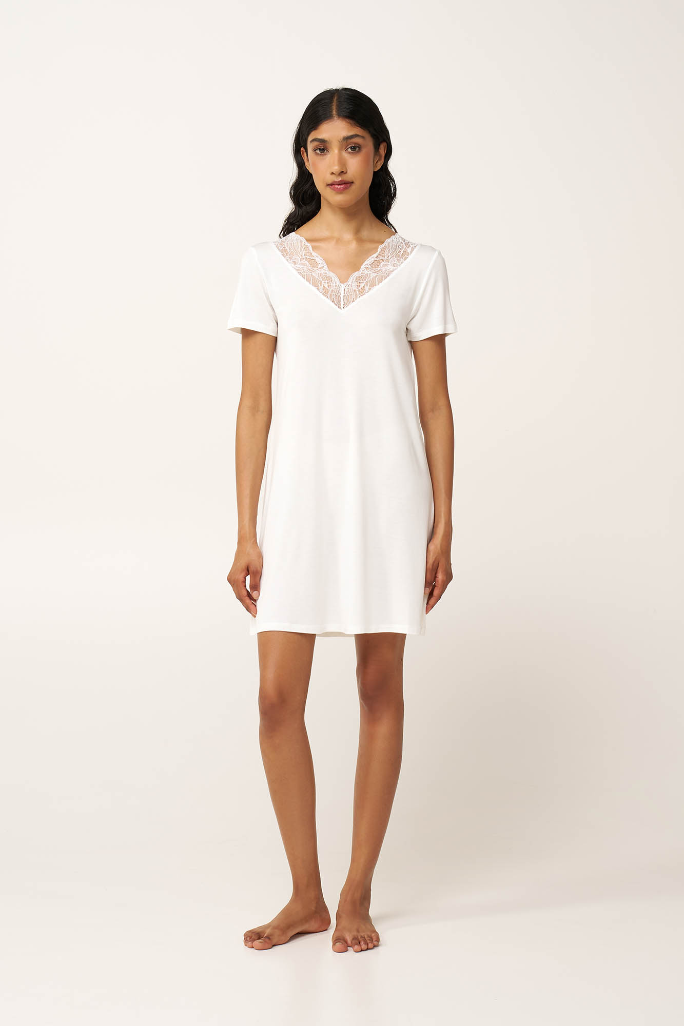 Micromodal Νυχτικό με Δαντέλα