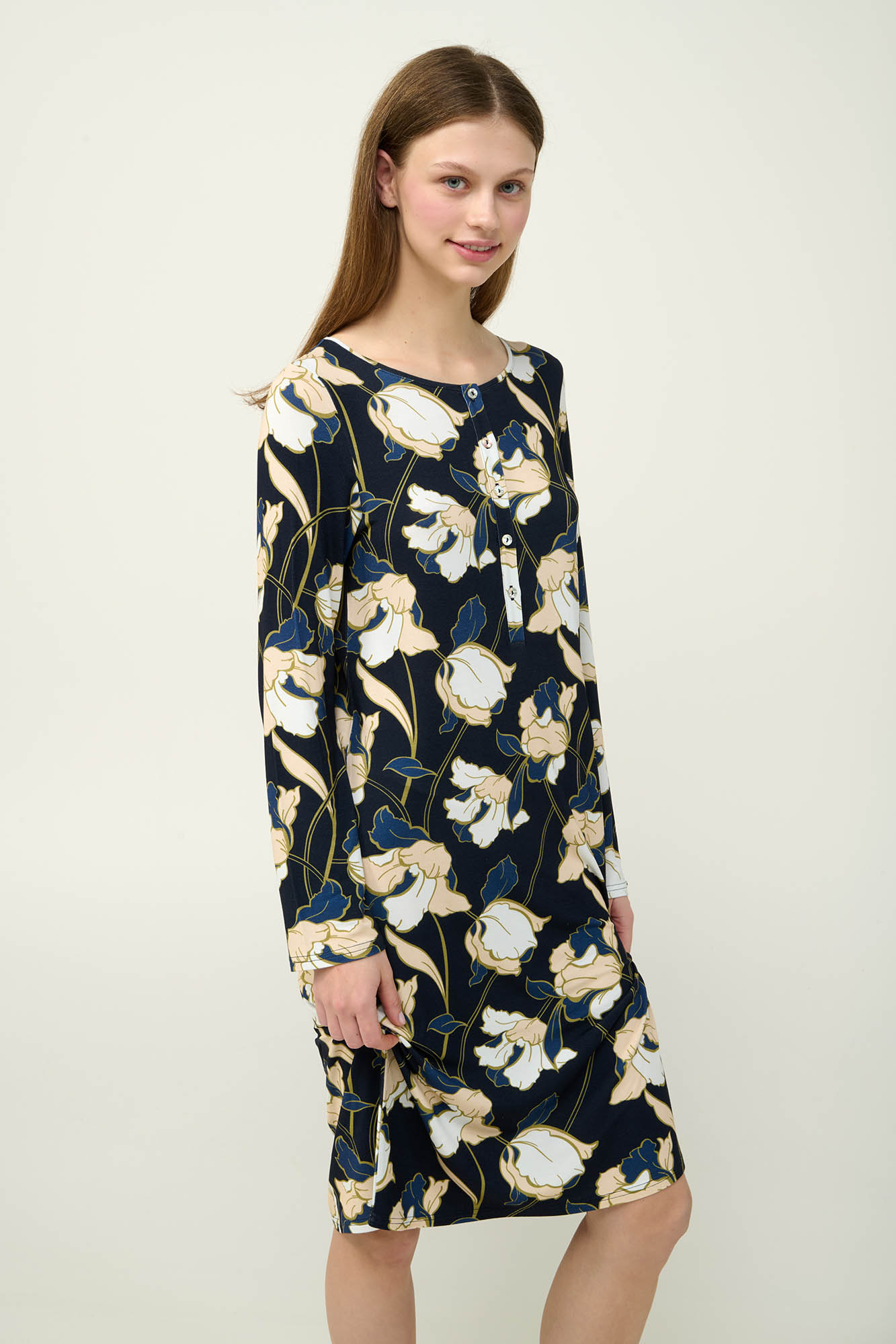 Φλοράλ Νυχτικό Viscose με Πατιλέτα