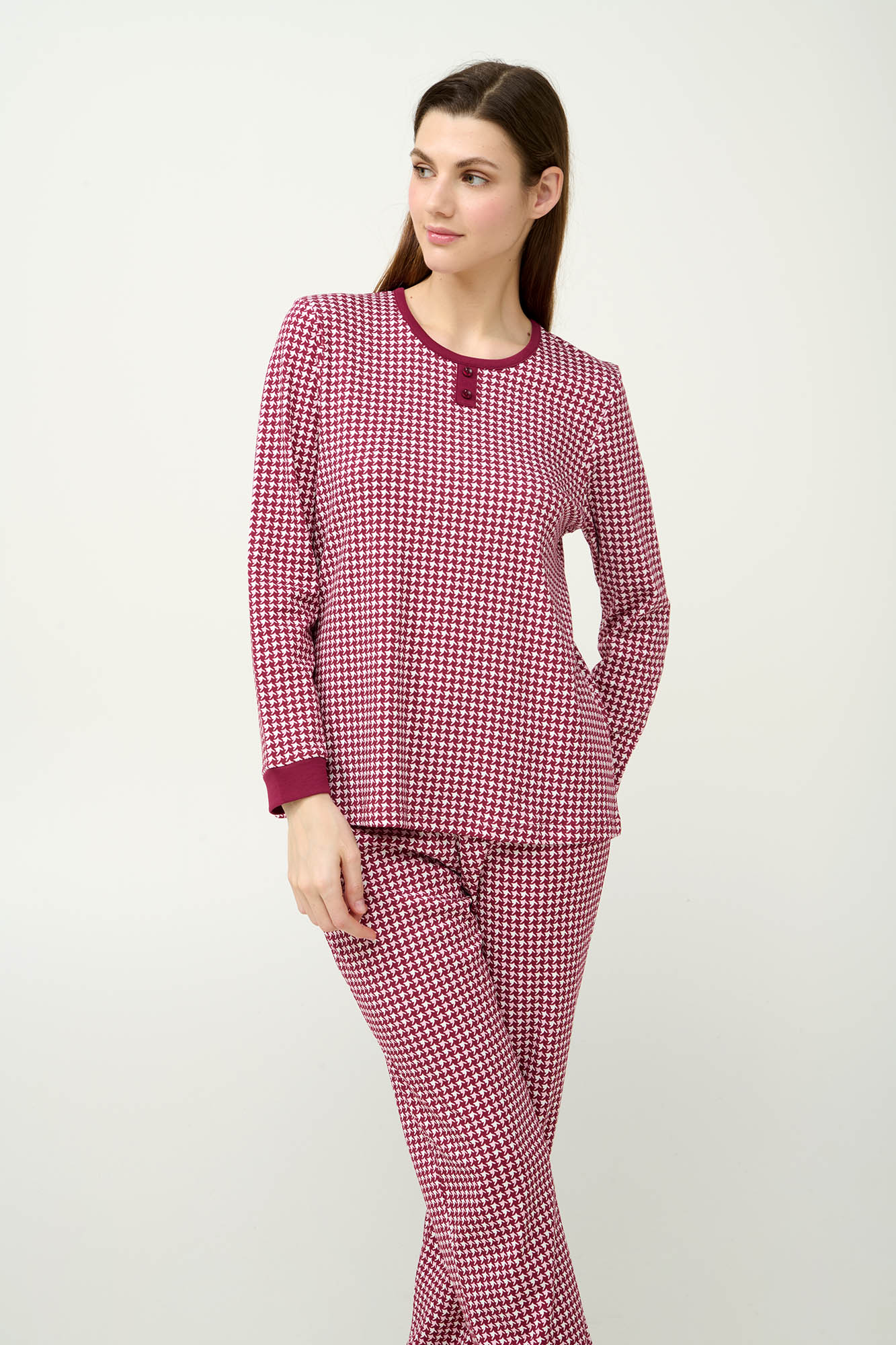 2_0517523872 Βαμβακερή Γυναικεία Πυτζάμα με Μανσέτες