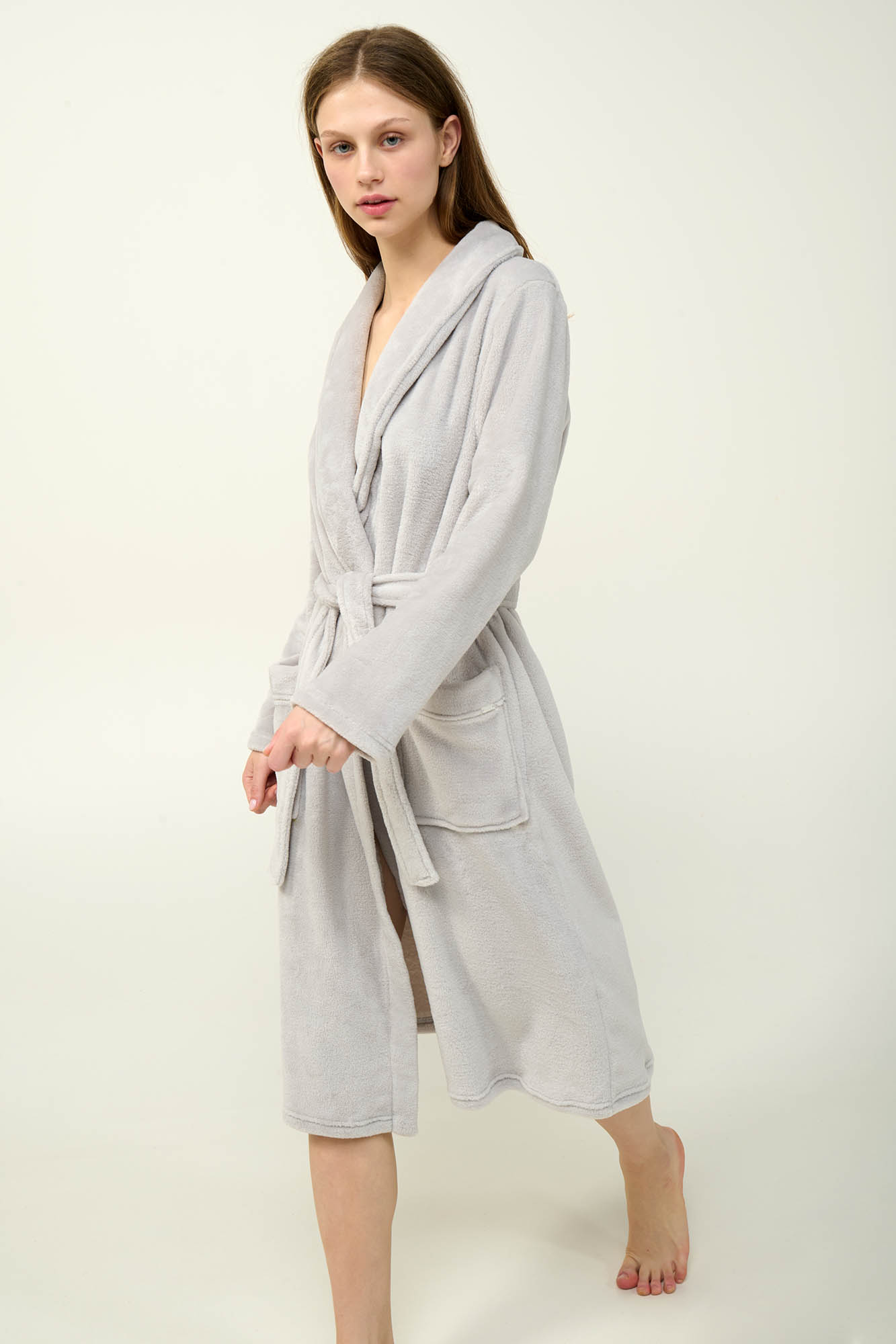 2_0557947295 Γυναικεία Σταυρωτή Ρόμπα Fleece