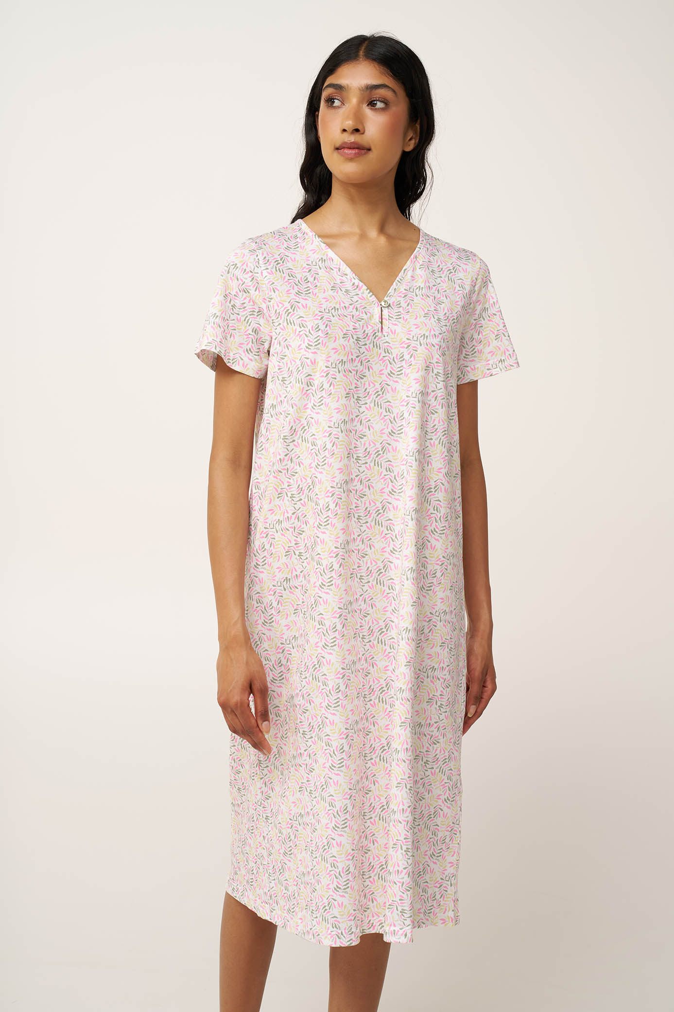 Βαμβακερό Νυχτικό με V