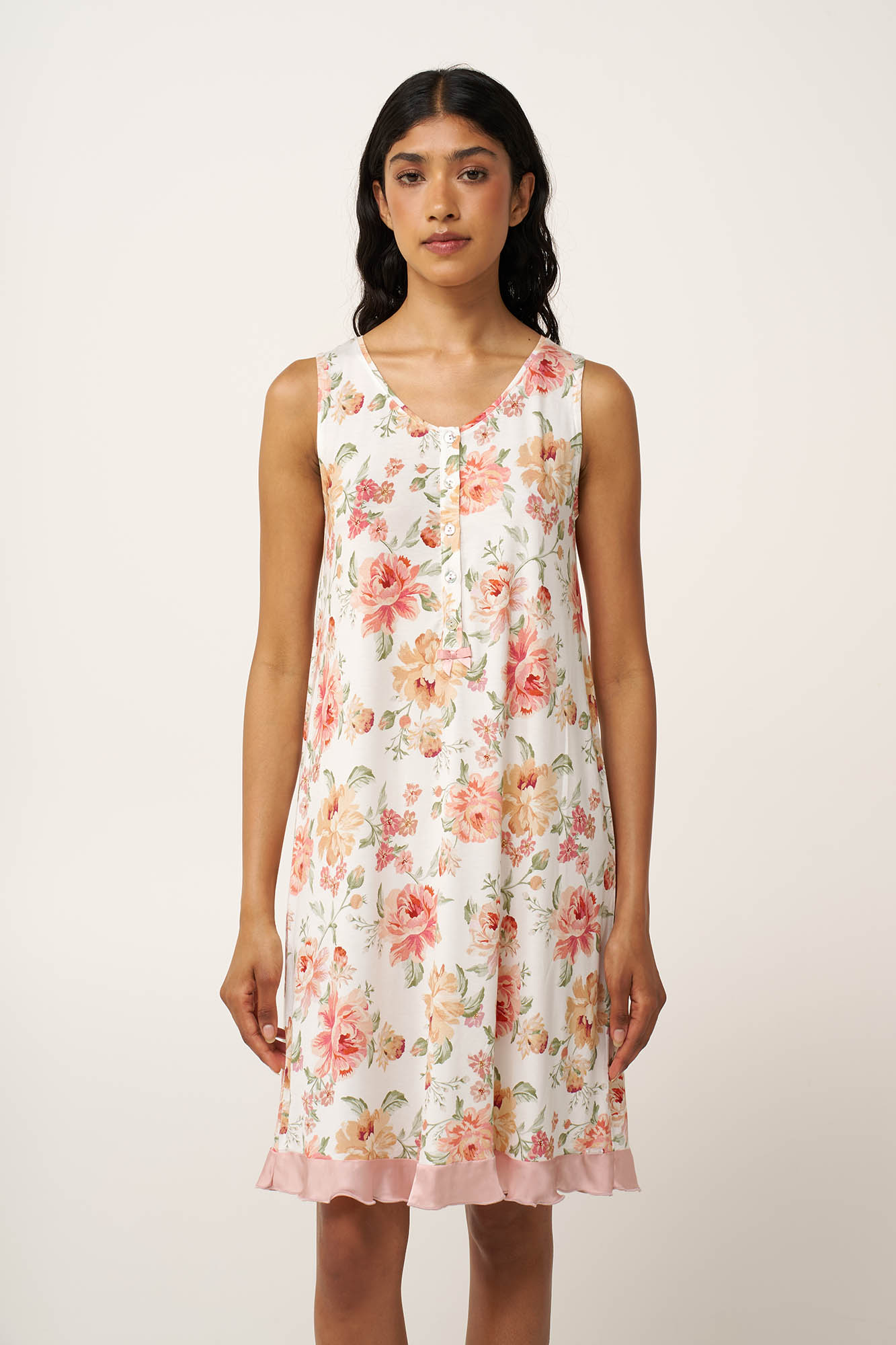 Φλοράλ Micromodal Νυχτικό με Πατιλέτα