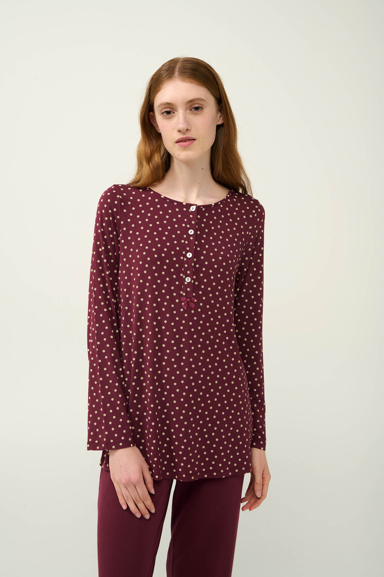 Γυναικεία Πουά Πυτζάμα Micromodal με Πατιλέτα