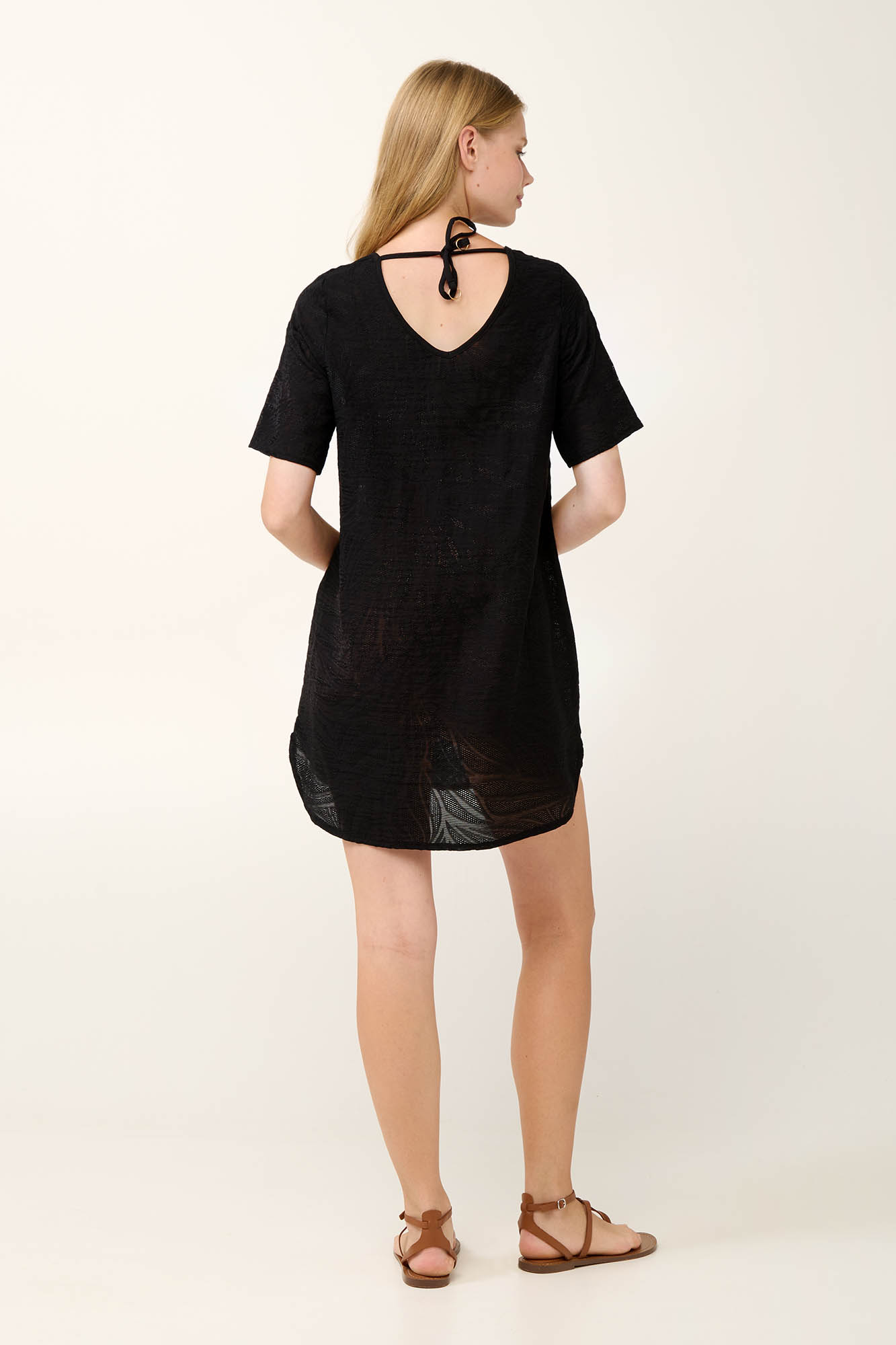 2_0655411084 Καλοκαιρινό Διάτρητο Φόρεμα με Κοντό Μανίκι