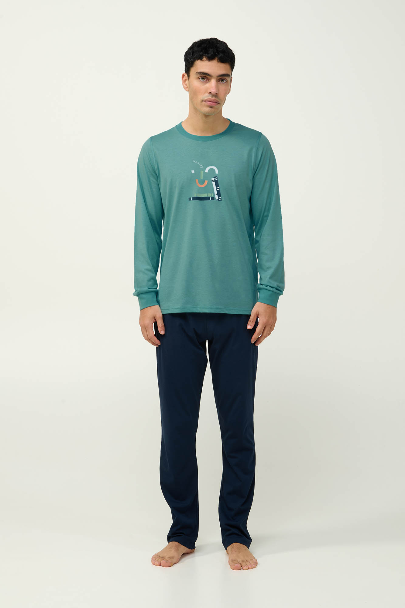 Ανδρική Βαμβακερή Πυτζάμα με Μανσέτες