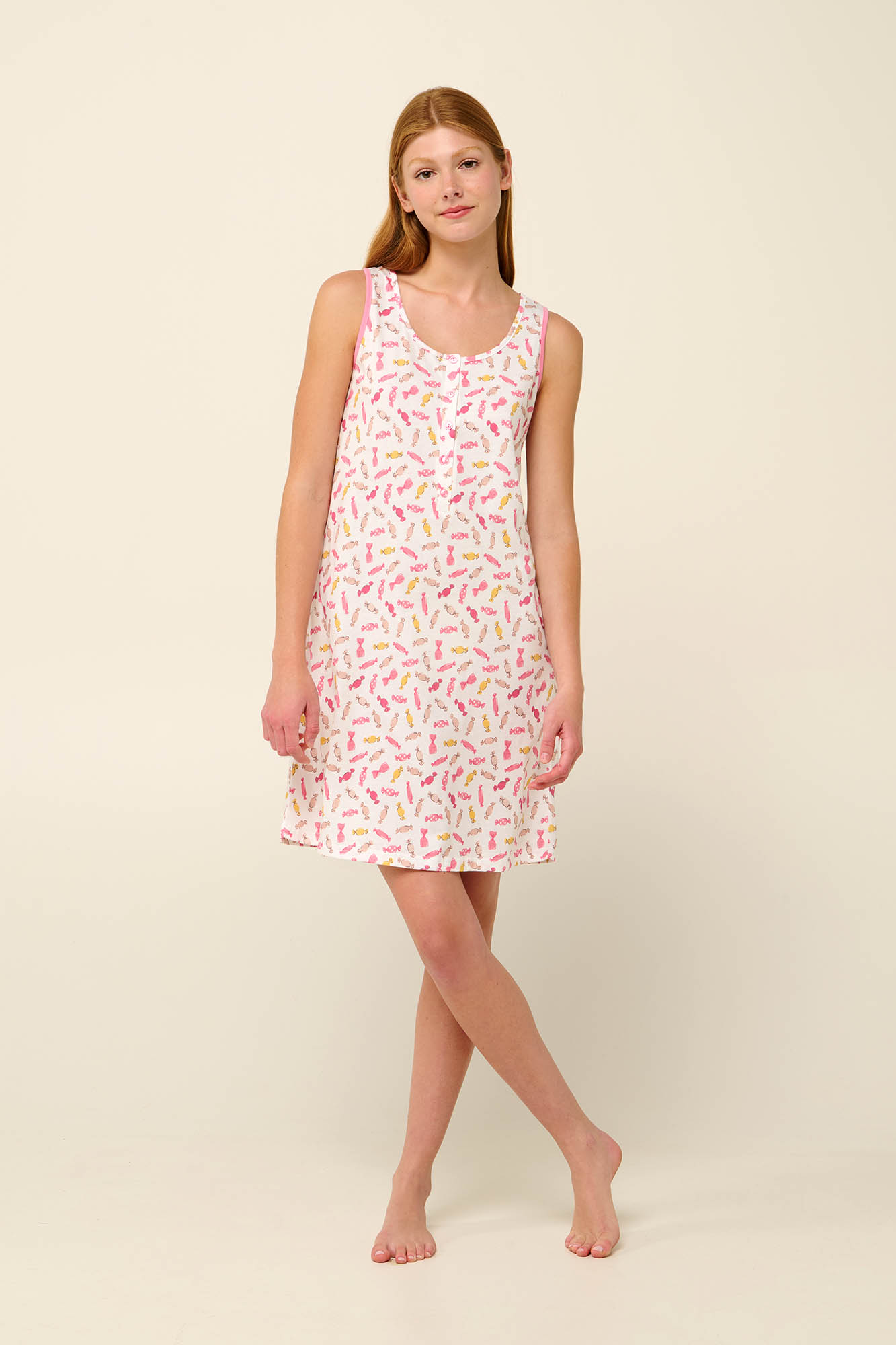 Αμάνικο Καλοκαιρινό Νυχτικό από Βαμβάκι με Πατιλέτα