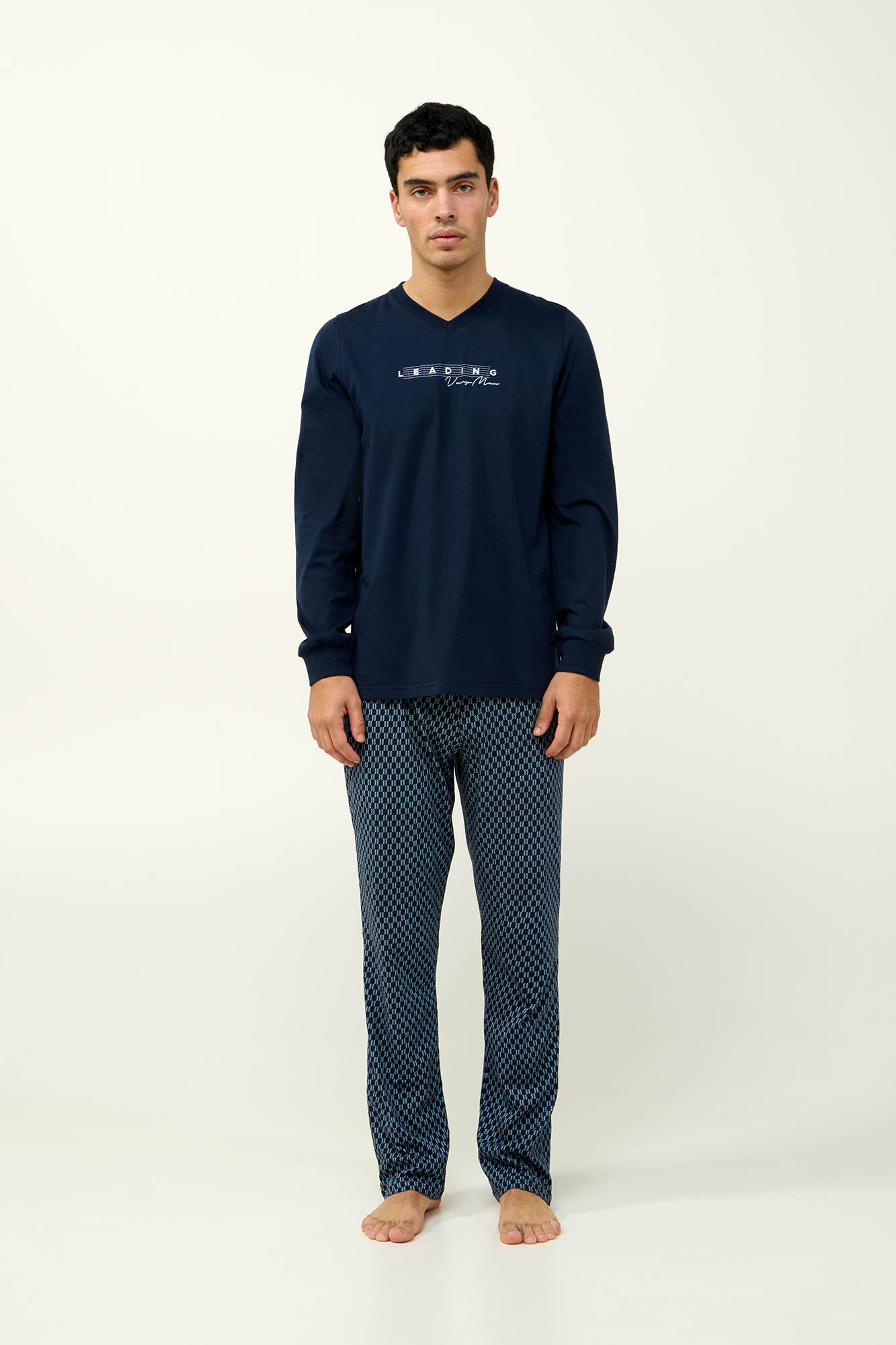 Ανδρική Βαμβακερή Πυτζάμα με Μανσέτες