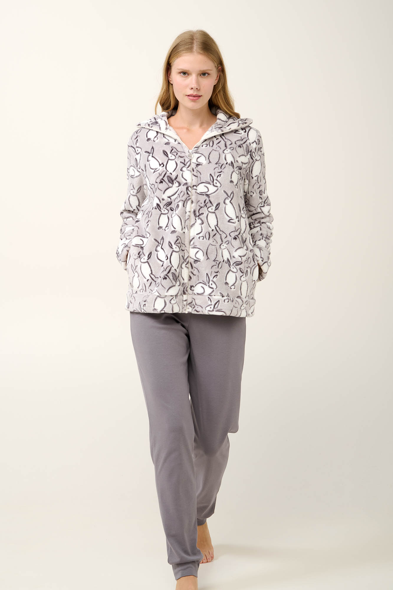 Κοντή Fleece Ρόμπα με Φερμουάρ