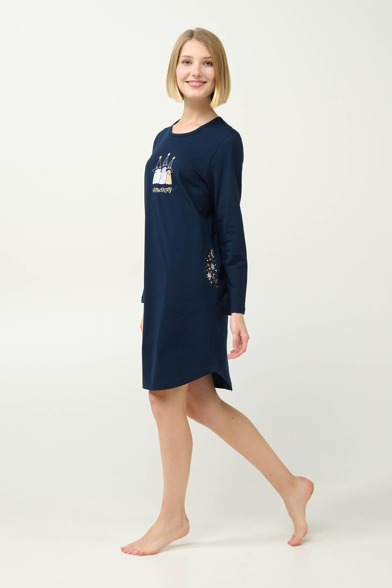 Γυναικείο Βαμβακερό Νυχτικό με Τσέπες