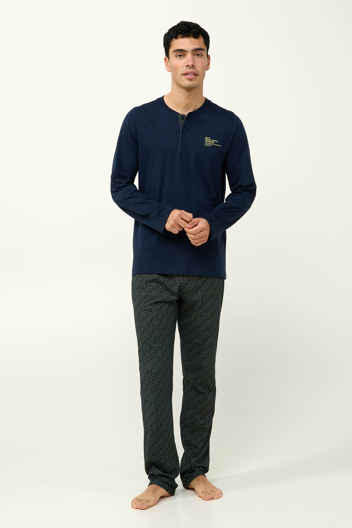 Ανδρική Βαμβακερή Πυτζάμα με Πατιλέτα