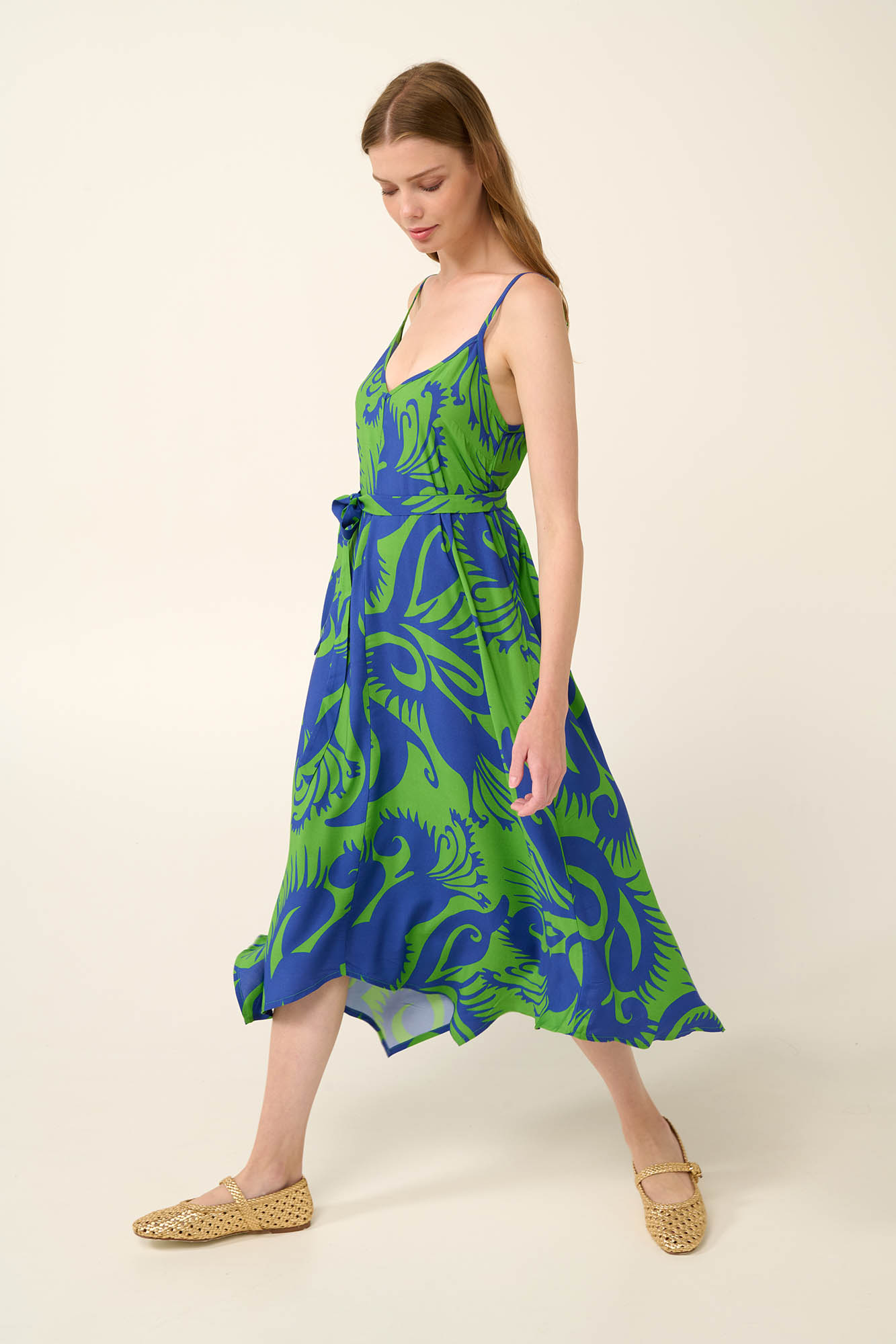 2_0763272985 Καλοκαιρινό Φόρεμα από Ποπλίνα με Τιράντες