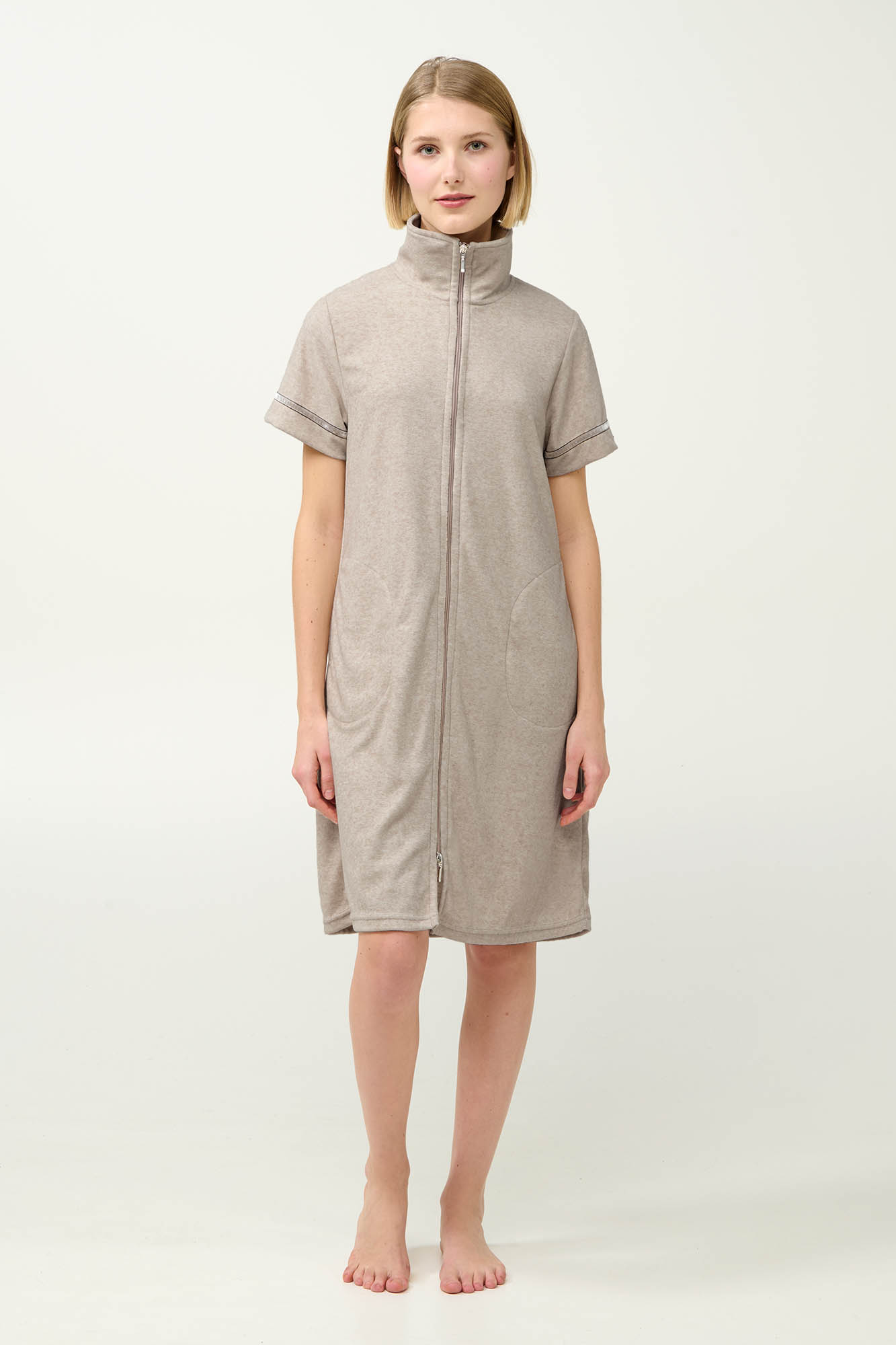 2_0764257023 Γυναικείο Frottee Ρόμπα με Κοντό Μανίκι