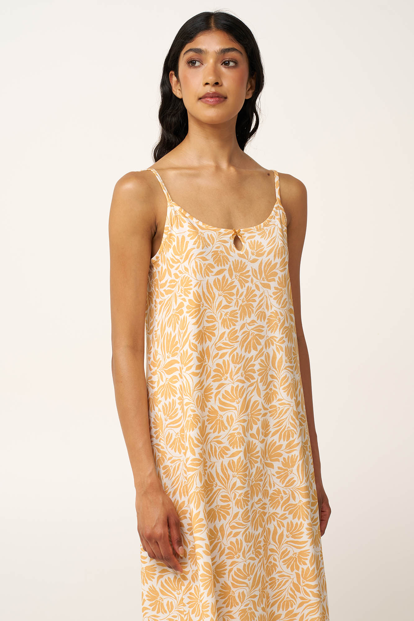 Φλοράλ Νυχτικό Cotton-Modal με Τιράντες