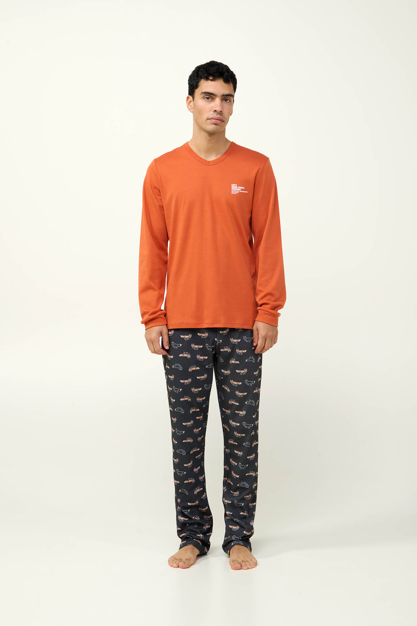 Ανδρική Βαμβακερή Πυτζάμα με Μανσέτες