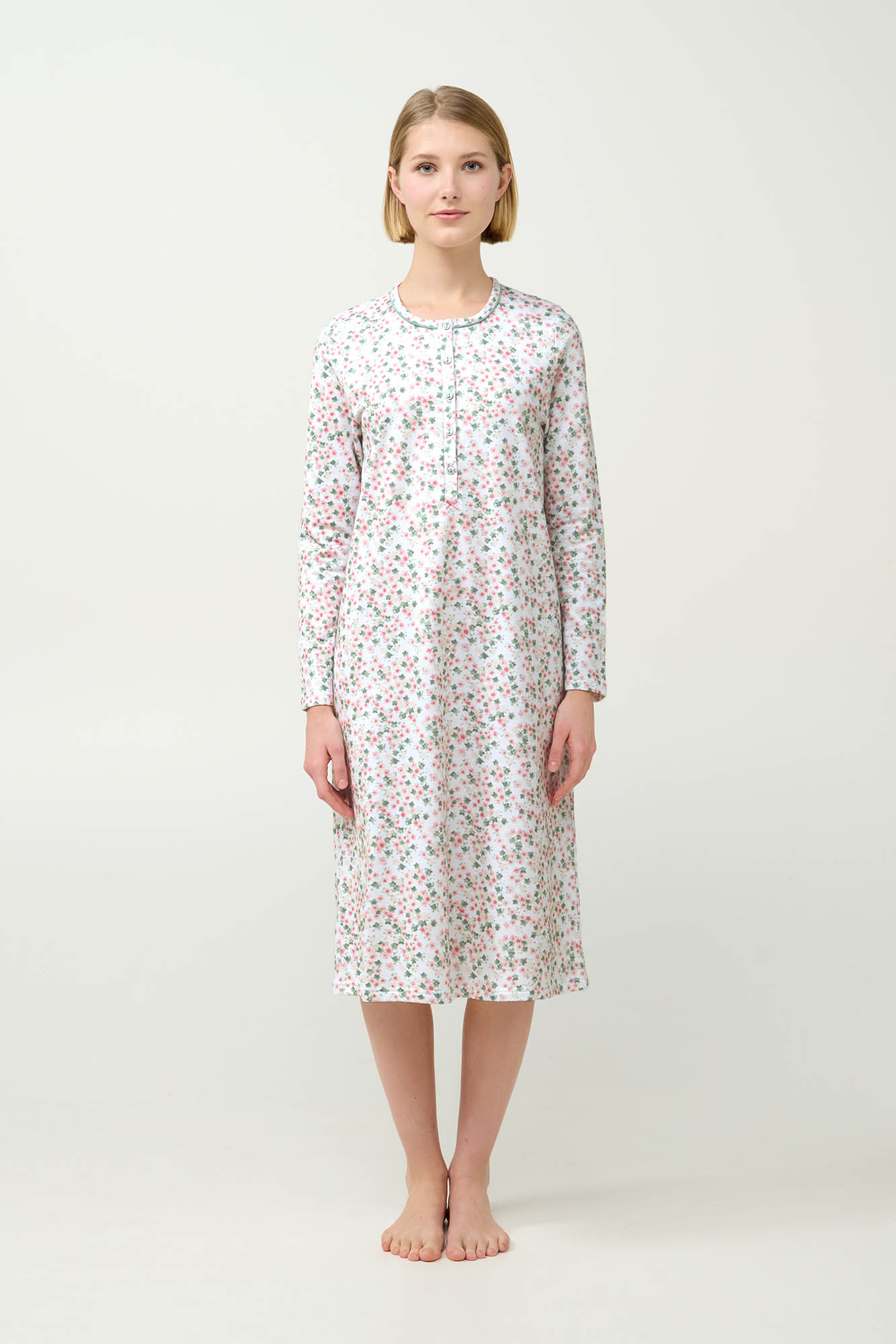 2_0806118229 Φλοράλ Φούτερ Νυχτικό με Πατιλέτα